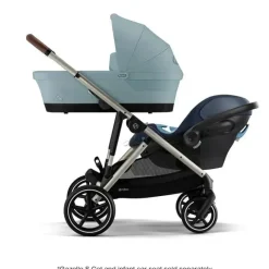 Cybex - Pacote de carrinho duplo Gazelle S 2, estrutura azul celeste/prata Sale