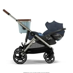 Cybex - Pacote de carrinho duplo Gazelle S 2, estrutura azul celeste/prata Sale