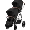 Cybex - Pacote de carrinho duplo Gazelle S 2, moldura Moon Black/Silver Discount