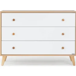 Dadada Furniture Dadada - Austin 3 Drawer Dresser, White/Red Oak Discount