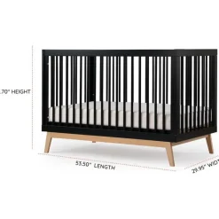 Dadada Furniture Dadada - Baby Soho 3-in-1 Convertible Wooden Crib to Toddler Bed, Black/Natural Fashion