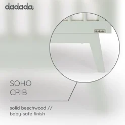 Dadada Furniture Dadada - Baby Soho 3-in-1 Convertible Wooden Crib to Toddler Bed, Sage Outlet
