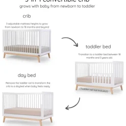 Dadada Furniture Dadada - Berço conversível 3 em 1 Baby Soho em cama de criança, branco/natural Fashion