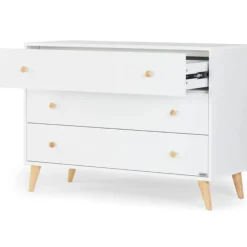 Dadada Furniture Dadada - Cômoda Austin com 3 gavetas, Branco/Natural Clearance