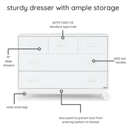 Dadada Furniture Dadada - Soho 5-Drawer Dresser for Nursery and Bedroom, White Fashion