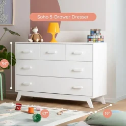 Dadada Furniture Dadada - Soho 5-Drawer Dresser for Nursery and Bedroom, White Fashion