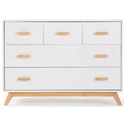 Dadada Furniture Dadada - Soho 5-Drawer Dresser For Nursery and Bedroom, White/Natural Clearance