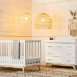 Dadada Furniture Dadada - Soho 5-Drawer Dresser For Nursery and Bedroom, White/Natural Clearance