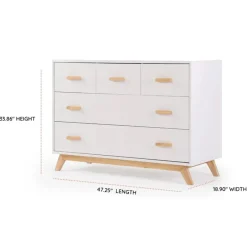 Dadada Furniture Dadada - Soho 5-Drawer Dresser For Nursery and Bedroom, White/Natural Clearance