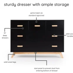 Dadada Furniture Dadada - Soho 5-Drawer Dresser for Nursery and Bedroom, Black/Natural Fashion