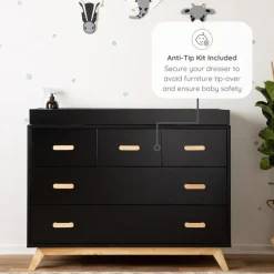 Dadada Furniture Dadada - Soho 5-Drawer Dresser for Nursery and Bedroom, Black/Natural Fashion