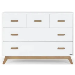 Dadada Furniture Dadada - Soho 5-Drawer Dresser For Nursery and Bedroom, White/Walnut Hot