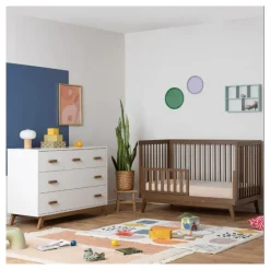 Dadada Furniture Dadada - Soho 5-Drawer Dresser For Nursery and Bedroom, White/Walnut Hot