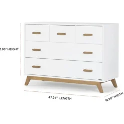 Dadada Furniture Dadada - Soho 5-Drawer Dresser For Nursery and Bedroom, White/Walnut Hot