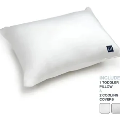 Delta Children - Gap babyGap Toddler Pillow com 2 capas refrescantes, listras brancas/cinza Online