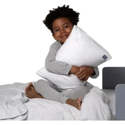 Delta Children - Gap babyGap Toddler Pillow com 2 capas refrescantes, listras brancas/cinza Online