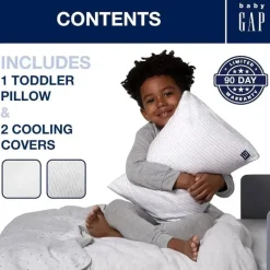 Delta Children - Gap babyGap Toddler Pillow com 2 capas refrescantes, listras brancas/cinza Online