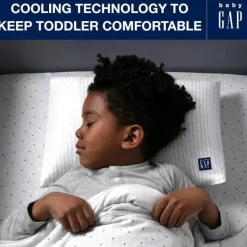 Delta Children - Gap babyGap Toddler Pillow com 2 capas refrescantes, listras brancas/cinza Online