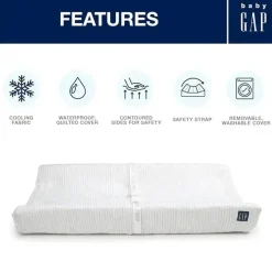 Delta Children - Trocador Gap BabyGap Contoured com capa refrescante, listra cinza New