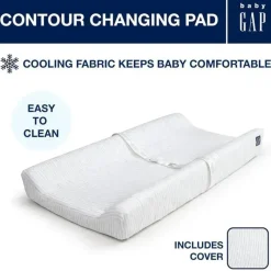 Delta Children - Trocador Gap BabyGap Contoured com capa refrescante, listra cinza New