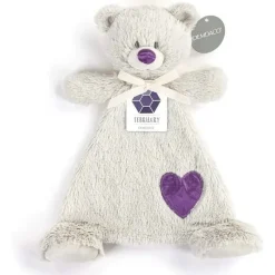 Demdaco - Birthstone Ametista e Cinza, Urso Cobertor de Pelúcia Fevereiro Fashion
