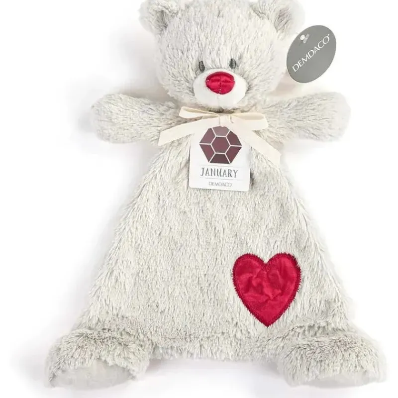 Demdaco - Birthstone Color Garnet e Grey, Stuffed Animal Blankie Bear Janeiro Hot