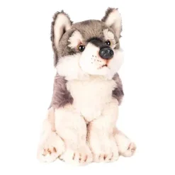 Demdaco - Brinquedo de pelúcia infantil pequeno lobo cinza prateado Fashion