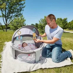 Fisher-Price Domo para bebês em movimento da Fisher Price, espaço de recreação para bebês e local para cochilar, moinho de vento rosado Clearance