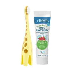 Dr. Brown's Dr. Brown - Conjunto de escova de dentes de treinamento com creme dental sem flúor de morango Discount