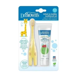 Dr. Brown's Dr. Brown - Conjunto de escova de dentes de treinamento com creme dental sem flúor de morango Discount