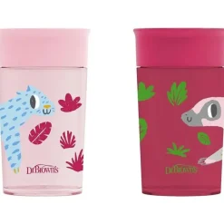 Dr. Brown's Dr Brown - Milestones Cheers 360 Transition Sippy Cup, Pink Leopard e Red Lemur, 10 onças, 2 unidades New