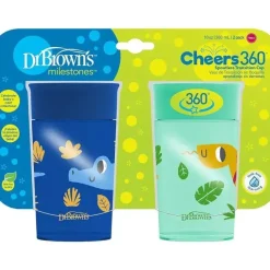 Dr. Brown's Dr Brown - Milestones Cheers 360 Transition Sippy Cup, jacaré azul e cobra turquesa, 10 onças, pacote com 2 Online