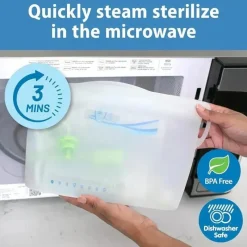 Dr. Brown's Dr Brown - Saco esterilizador a vapor para micro-ondas 100% silicone, saco esterilizador reutilizável New
