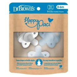 Dr. Brown's Dr. Brown's - 3 unidades Happypaci chupeta de silicone de peça única, azul Best