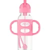 Dr. Brown's Dr. Brown's - Garrafas estreitas de canudo de 8 oz com alças de silicone, rosa Fashion