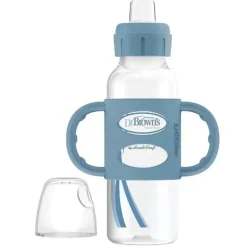 Dr. Brown's Dr. Brown's - Milestones Garrafa estreita com canudinho e alças de silicone, azul claro Hot