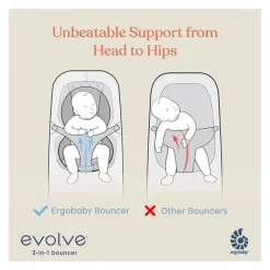 Ergobaby - Evolve Bouncer 3 em 1, cinza carvão Fashion