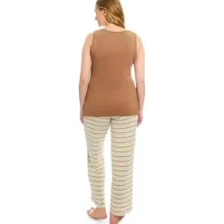 Everly Grey – Conjunto de calça PJ de maternidade e amamentação para mamãe e bebê, listra Mocha, grande Best
