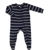 Everly Grey - Footie cinza bebê, 3-6 meses, listra azul marinho Discount