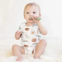 ezpz - Escova de dentes Baby-Led™ + Depressor de língua sensorial Pacote duplo, Sage Discount