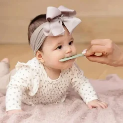 ezpz - Escova de dentes Baby-Led™ + Depressor de língua sensorial Pacote duplo, Sage Discount