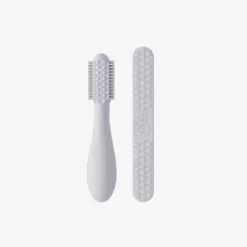 ezpz - Escova de dentes Baby-Led™ + Depressor de língua sensorial, pacote duplo, estanho Clearance