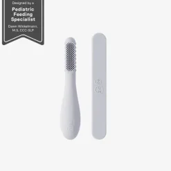 ezpz - Escova de dentes Baby-Led™ + Depressor de língua sensorial, pacote duplo, estanho Clearance