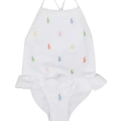 Ralph Lauren Fato de banho bordado Baby - Polo Pony, branco Online