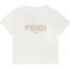 Fendi Baby - Camiseta de manga curta com logotipo Txt bordado, branca Best