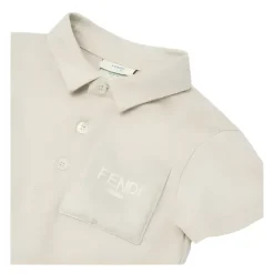 Fendi Baby - Polo Bege para Bebê em Jersey de Algodão com Bolso no Peito Clearance