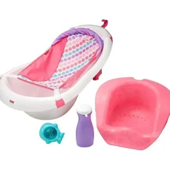 Fisher-Price Fisher Price - Banheira de Bebê 4 em 1 Sling 'N Seat Banheira, Menina Fashion