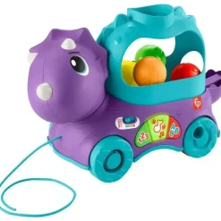 Fisher-Price Fisher Price - Brinquedo de aprendizagem infantil Poppin' Triceratops Dinosaur Pull-Along Ball Popper New