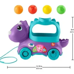 Fisher-Price Fisher Price - Brinquedo de aprendizagem infantil Poppin' Triceratops Dinosaur Pull-Along Ball Popper New