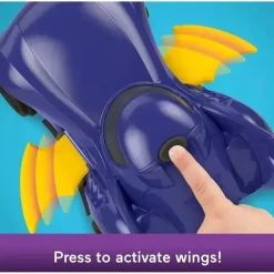 Fisher-Price Fisher Price - Carro de controle remoto DC Batwheels, Bam The Batmobile Transforming RC com luzes, sons e frases de personagens New